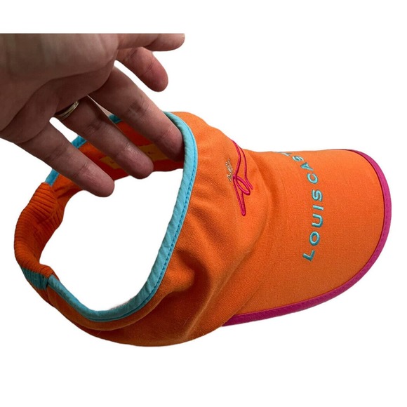 Louis Castel Golf Hat Visor Orange Pink Dog Logo Sport Athletic One Size - Picture 3 of 7